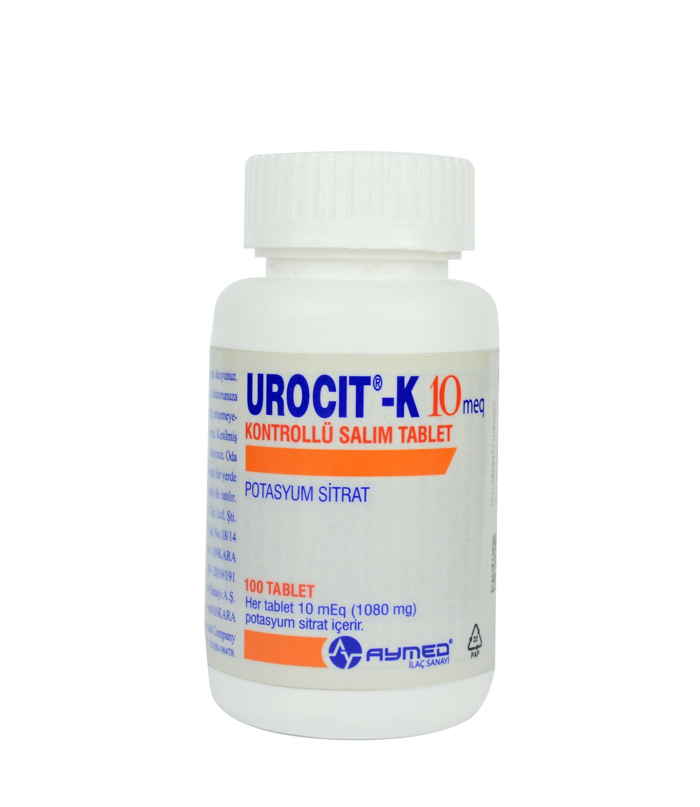 Urocit-K 10 mEq controlled-release tablets, bottle of 100 tablets